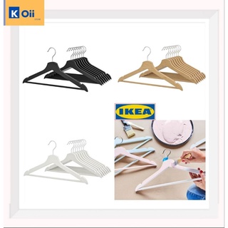 IKEA ไม้แขวนเสื้อ ไม้แขวนผ้า สีดำ,สีขาว,สีน้ำตาล ตราอิเกีย (แพค 8 ชิ้น/สี)