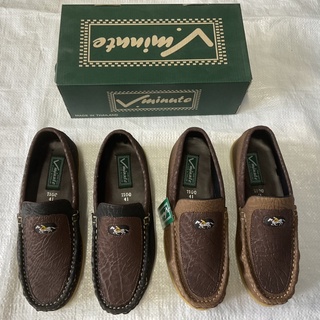 รองเท้าคัทชูผู้ชายแนว-Moccasin(มอคคาซิน)ลายหนังช้าง-V.minute(วี.มินิท)เย็บจริงทุกคู่-Model:7100