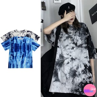 🚩Sale80%🚩เสื้อยืดทรงโอเวอร์ไซส์ ลายมัดย้อม 2 โทนสี