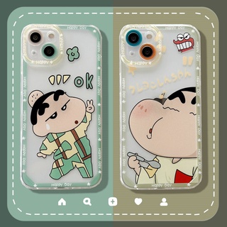 For iPhone 13/12/11Pro Xr Xs X XS Max 7 8 plus เคสไอโฟน13 Pro max การ์ตูนCrayon Shin-Chan เคสซิลิโคนแบบใส เคสใสขอบเหลี่ยมมุมกล้องแองเจิลอายเต็มรูปแบบการป้องกันการกระแทกการ์ตูนสไตล์น่ารักสำหรับ