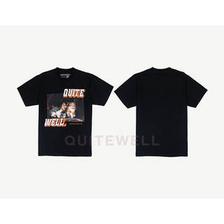 เสื้อยืดโอเวอร์ไซส์QWT95-1 CAT BLACK เสื้อยืดดำS-3XL