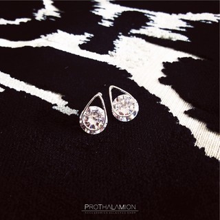 Luxury Minimal 925 Silver CZ Diamond Earrings ต่างหู ตุ้มหู มินิมอล สีเงิน เพชรสวิส ก้านเงิน ไม่แพ้ สำหรับ ผิวแพ้ง่าย