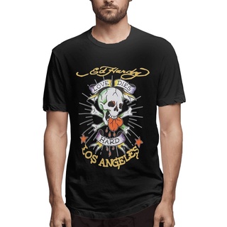 เสื้อยืดแขนสั้น แบบนิ่ม พิมพ์ลายหัวกะโหลก Ed Hardy Love Dies สําหรับผู้ชาย