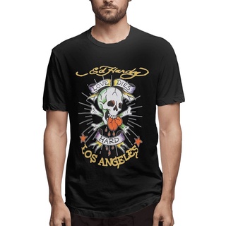 เสื้อยืดแขนสั้น แบบนิ่ม พิมพ์ลายหัวกะโหลก Ed Hardy Love Dies สําหรับผู้ชาย