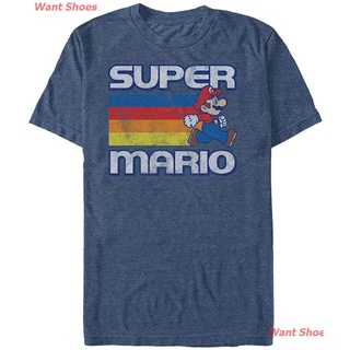 เสื้อยืดคอกลมเสื้อยืดลำลอง Fifth Sun Super Mario Rainbow Streak Adult Mens T-Shirt Sports T-shirtS-3XL