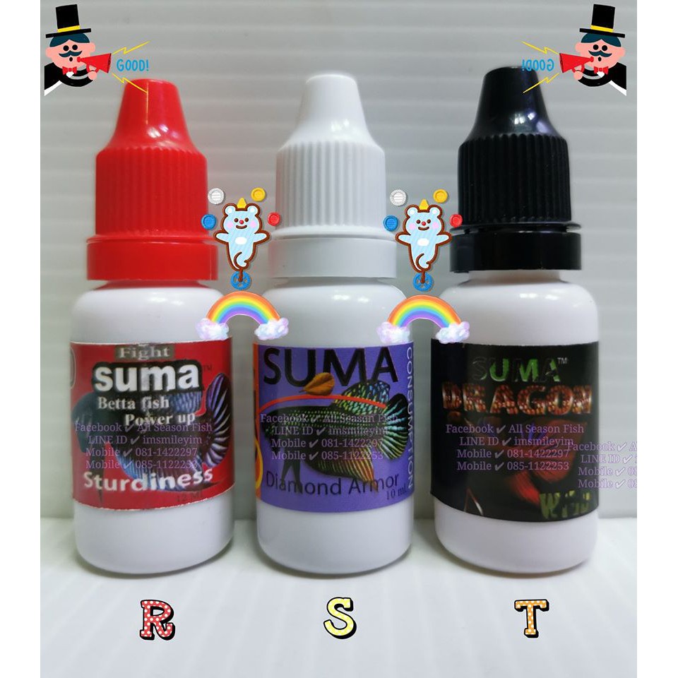 SUMA > Set สายกัด ชุด 3 ชิ้น (Fight 3D สีแดง) + (Fight 4G สีม่วง) + (Dragon Wild สีดำ) อาหารปลากัด S