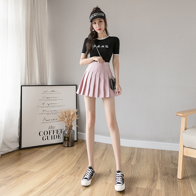 0323 พร้อมส่งจากไทย กระโปรงเทนนิส กระโปรงทรงเอ Solid color pleated skirt ราคา ถูกที่สุด ดีลบีเคเค แกลเลอรีภาพที่ 5