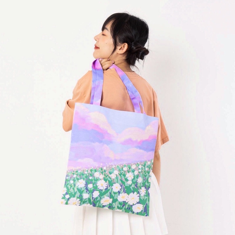 HOT vibes.brandd Lunar garden tote bag กระเป๋าผ้า vibes กระเป๋าสะพายข้าง