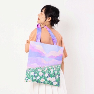 🌟HOT🌟vibes.brandd☁️🌷Lunar garden tote bag🌷กระเป๋าผ้า vibes กระเป๋าสะพายข้าง