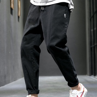 น่าซื้อ Summer Plain Casual Loose Fashion Wide Leg Pants Men