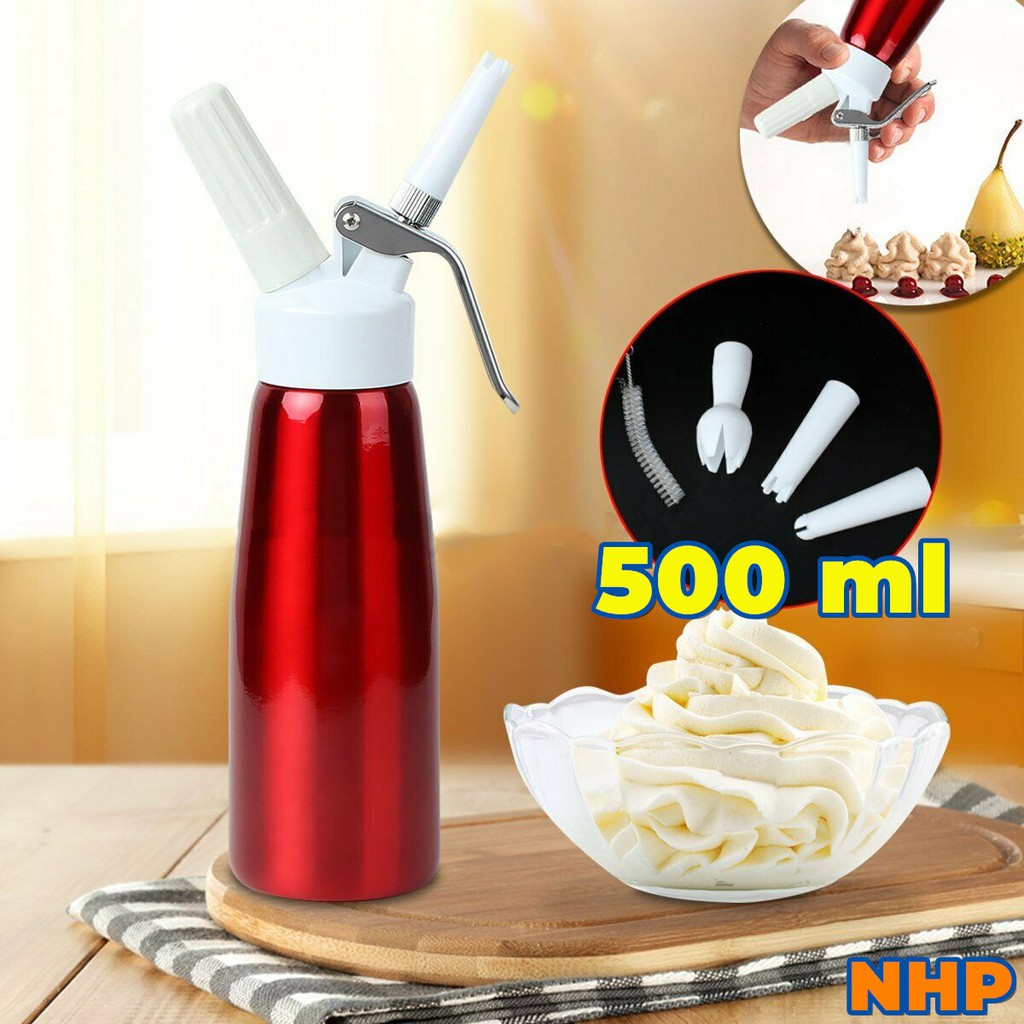 C34 ขวดวิปครีม ขวดสำหรับบีวิปครีม ขนาด 500 ML วิปครีมแบบพกพาสำหรับของหวานกาแฟ ขวดทำโฟมวิปครีม