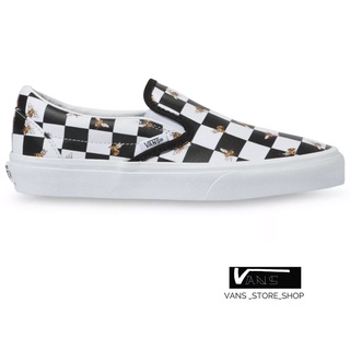 VANS SLIP ON BEE CHECK BLACK TRUE WHITE SNEAKERS สินค้ามีประกันแท้