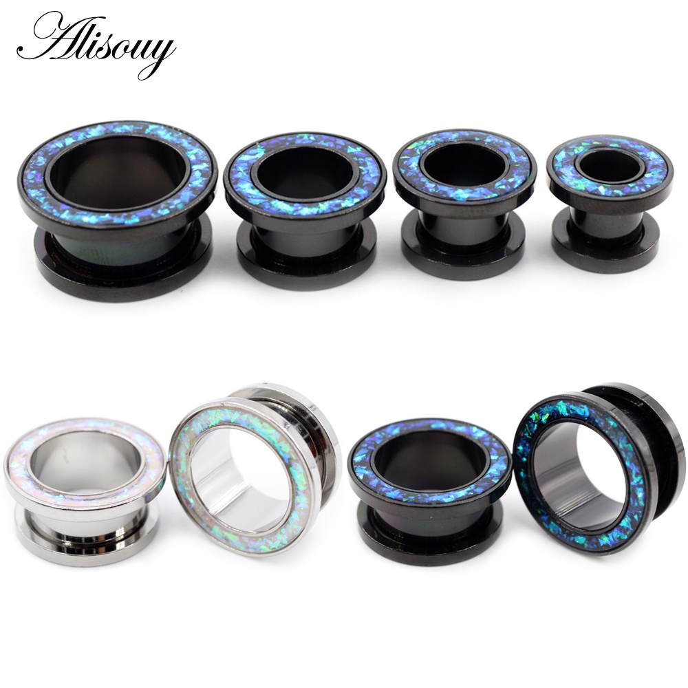 Alisouy 2 ชิ้น 8-25 มิลลิเมตรสแตนเลส Hollow Pulley โอปอลหูอุโมงค์ปลั๊กเนื้อ Expander Stretcher Gauges Body เจาะเครื่องประดับ