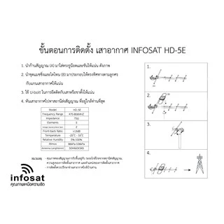 ชุดเสาอากาศทีวีดิจิตอล INFOSAT 5E + ขาโค้งอเนกประสงค์ พร้อมสาย 10เมตร