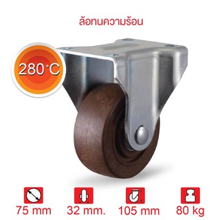 ล้อตู้อบเบเกอร์รี่ ล้อทนความร้อน 3 นิ้ว (75มม.) แป้นตาย Series Value B | PAREO