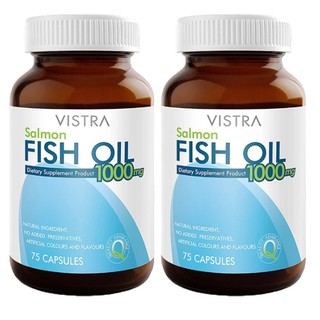 Vistra Salmon Fish Oil (75 Tablets) - วิสทร้า น้ำมันปลาแซลมอน 75เม็ด x (2 ขวด)