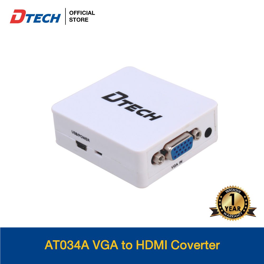 Dtech รุ่น AT034A VGA to HDMI Converter ตัวแปลงสัญญาณ VGA เป็น HDMI