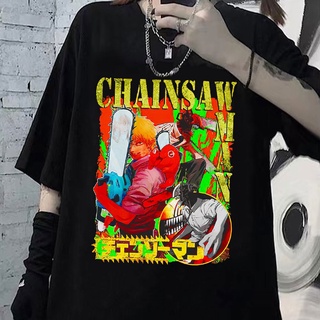 ขายดี เสื้อยืดลําลอง แขนสั้น พิมพ์ลายกราฟิกการ์ตูนอนิเมะญี่ปุ่น มังงะ Chainsaw Man Power Pochita Makima สําหรับผู้ชาย ผู