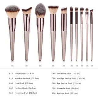 E047 แปรงแต่งหน้า Make Brush Set เซต10ชิ้น ปัดแก้ม ไฮไลท์ แต่งหน้า (สีคลาสสิคมากๆ)