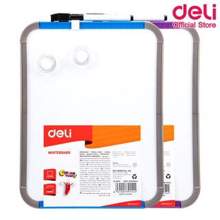 Deli 39154 Whiteboard กระดานไวท์บอร์ดขอบมน กระดานแม่เหล็ก พร้อมอุปกรณ์ใช้งาน ( 279×216mm) เครื่องเขี