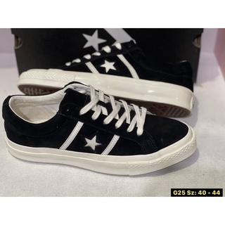 รองเท้าผู้ชาย Converse⭐รุ่น One Star Black สีดำ รองเท้าลำลอง รองเท้าผ้าใบคอนเวิร์ส แบบหนังกลับ ✅พร้อมกล่อง