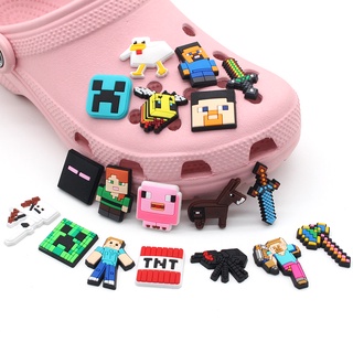 เข็มกลัด รูปการ์ตูนเป็ด สําหรับตกแต่งรองเท้า Croc Minecraft Jibitz Charm Sword Croc Jibbits