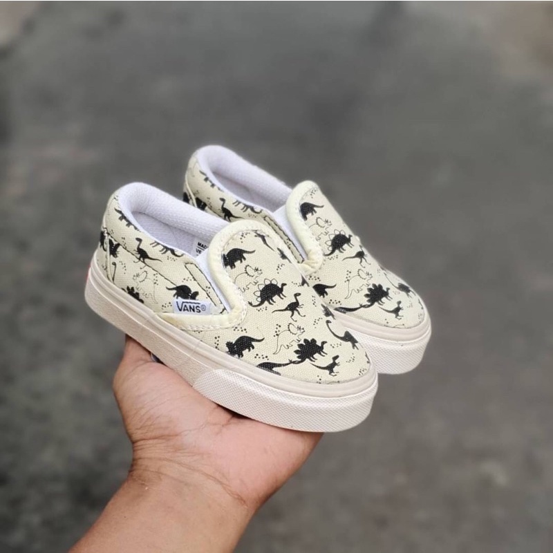 ลดราคา vans รองเท้าสลิปออน ลายไดโนเสาร์ สําหรับเด็ก ไซซ์ 21-30