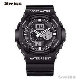 Swiss นาฬิกากีฬา นาฬิกาข้อมือผู้ชาย นาฬิกาข้อมือผู้หญิง No.0129 - Black