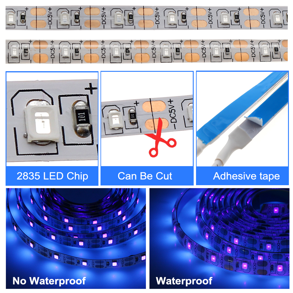 สายไฟ Led Uv 5 โวลต์ Dc 2835 ขนาด 0.5 ม. 1 ม. 2 ม. กันน้ำ สีม่วง สําหรับดีเจ ราคา ถูกที่สุด ดีลบีเคเค แกลเลอรีภาพที่ 5