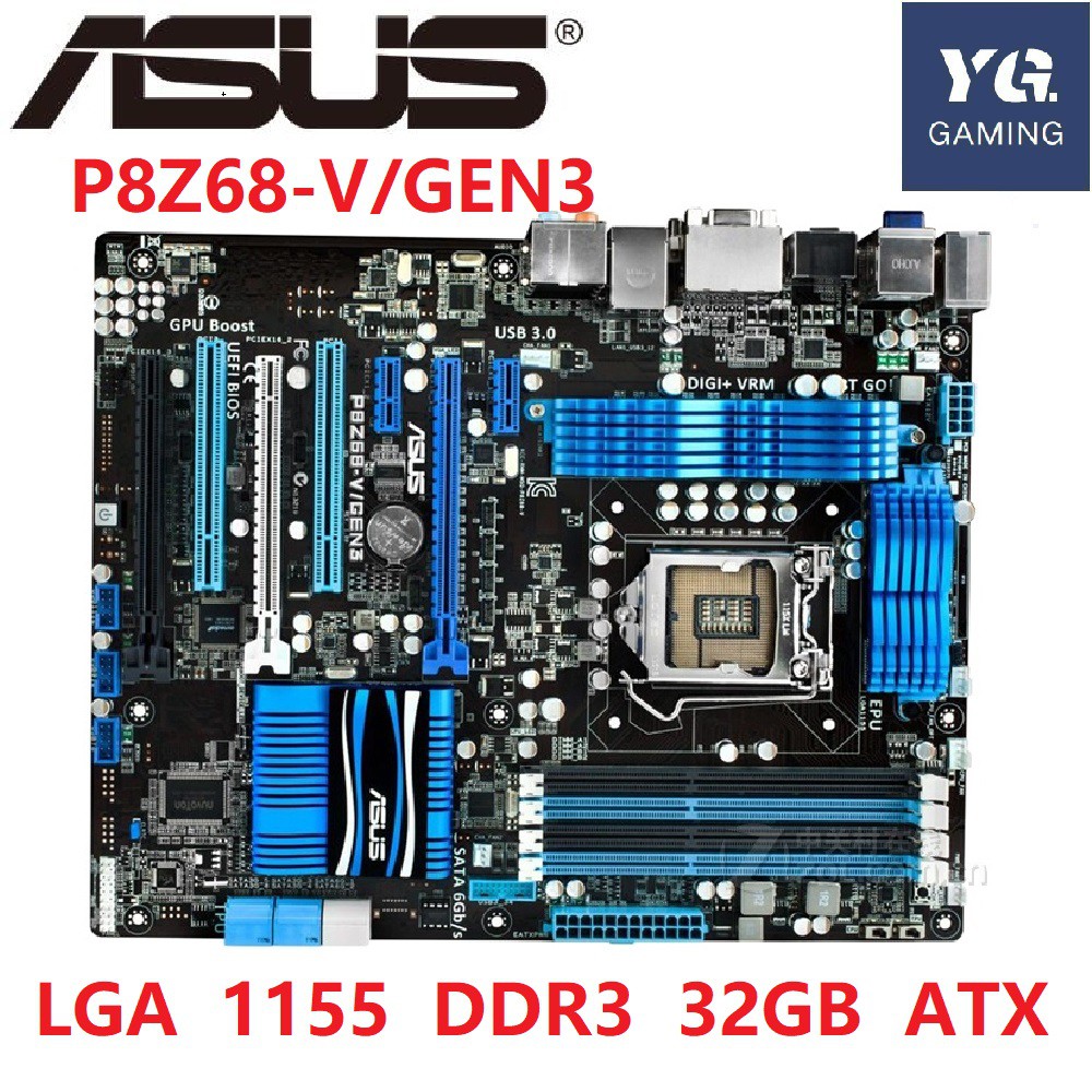 P8Z68-V Pro/GEN3 เมนบอร์ดเดสก์ท็อป Z68 ซ็อกเก็ต LGA 1155 DDR3 32G ATX UEFI BIOS ใช้