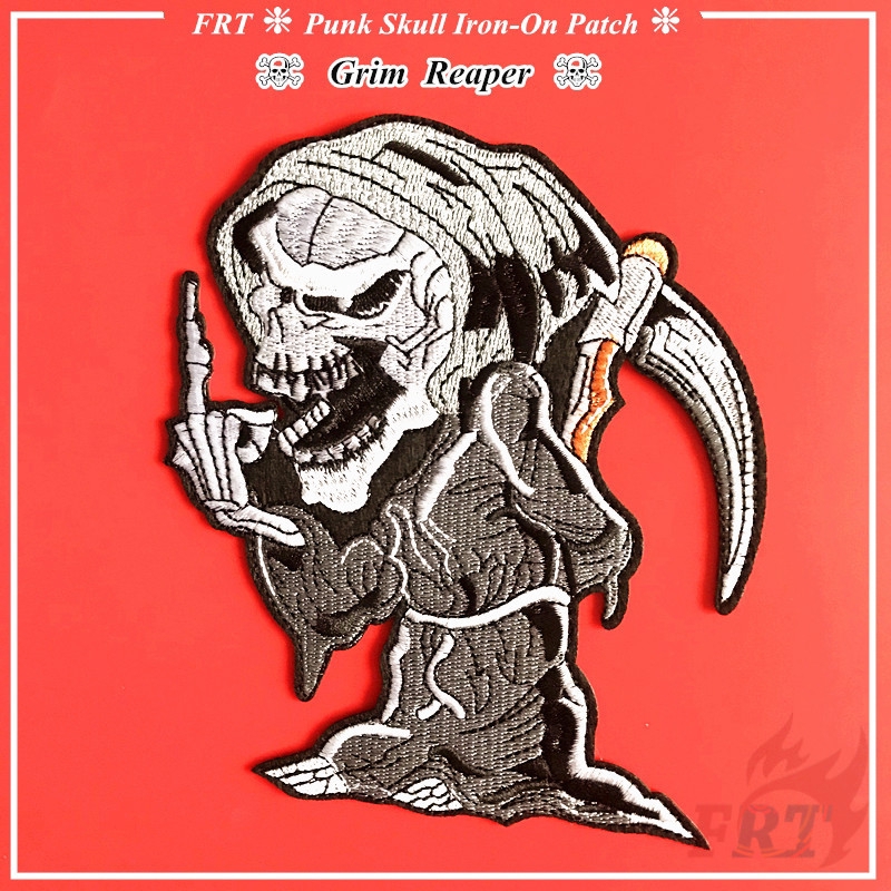 ☸ Grim Reaper - Punk Skull Patch ☸ 1Pc DIY Sew on Iron on Badges Patches (M - 12.1CM*14.6CM)