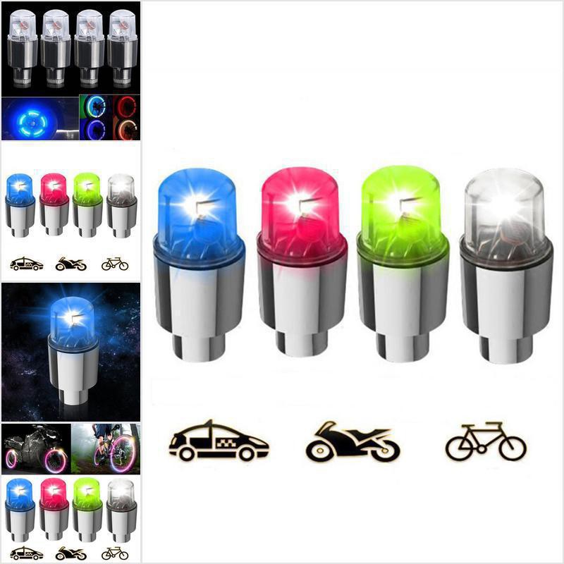 LHGC 2pcs Bike Car Motorcycle Wheel Tire Tyre Valve Cap Flash LED Light