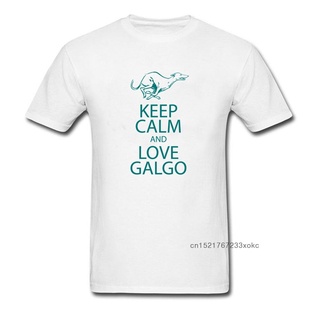 คอลูกเรือเสื้อยืดแขนสั้น ผ้าฝ้าย พิมพ์ลายตัวอักษร Keep Calm And Love Galgo Dog Greyhound สีขาว สีเทา สีดํา แฟชั่นสําหรับ