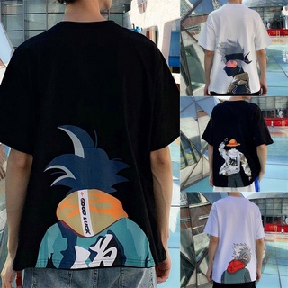 เสื้อยืดแขนสั้นลายการ์ตูนดราก้อนบอลเสื้อผ้าหลวมๆสำหรับผู้ชายผ้าฝ้ายแท้แบรนด์ยอดนิยมพิมพ์ลายสไตล์โกคูตัวในฤดูร้อน oversiz