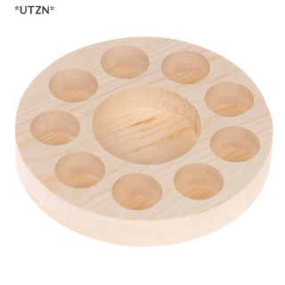 UTZN Round Wooden Essential Oil Display Stand Holder Organizer Shelf Rack 10Slot