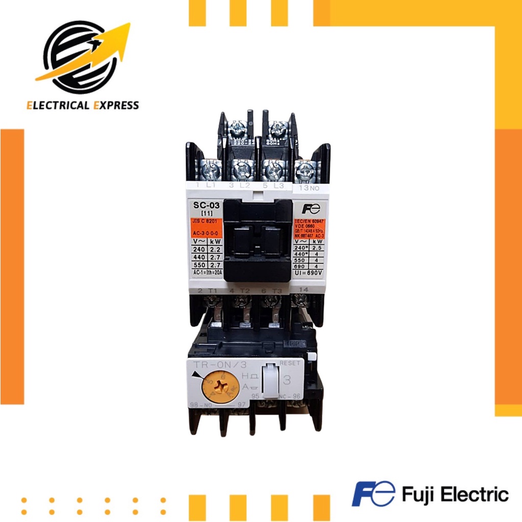 Fuji Electric แมกเนติกสตาร์ทเตอร์ รุ่น SW-03/3H Coil 200-220VAC (FUJI Magnetic Motor Starters)