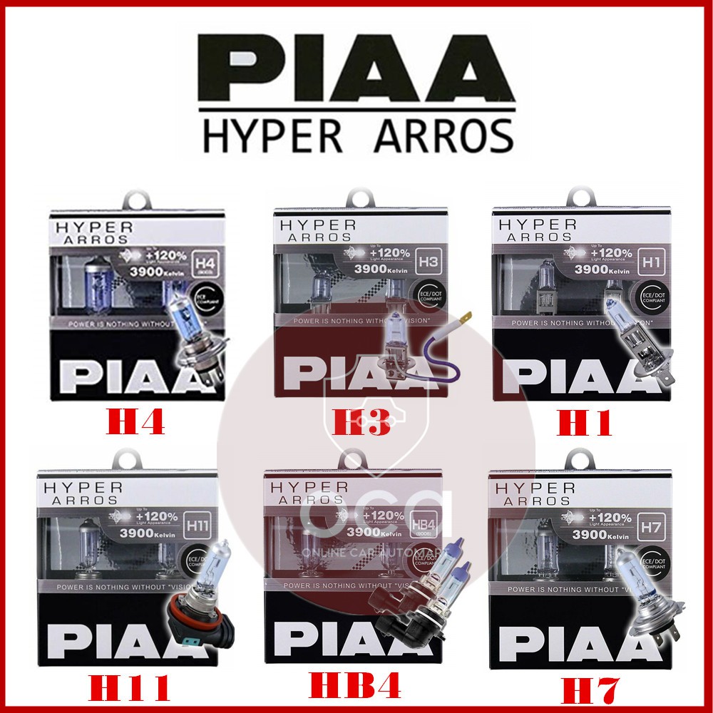PIAA - หลอดไฟฮาโลเจน HYPER AROS 3900K- -H1,H4,H3,H7,HB4,H11