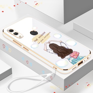 เคสโทรศัพท์มือถือ ซิลิโคนนิ่ม ขอบตรง ลายการ์ตูน พร้อมสายคล้อง สําหรับ vivo y11 y12a y12s y30 y50 y93 y91c y53