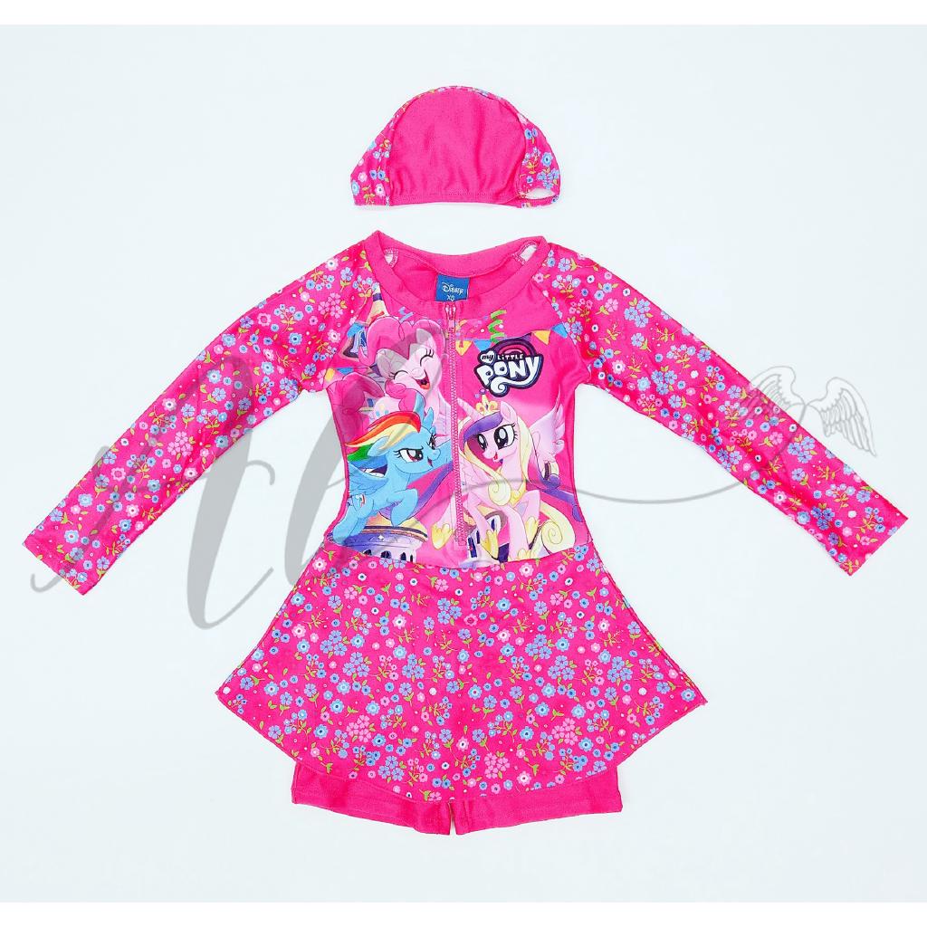 ชุดว่ายน้ํากระโปรงสั้น แขนยาว ลายนางฟ้า My Little Pony สําหรับเด็ก