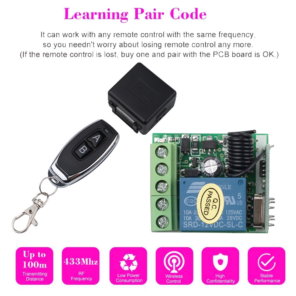 DC 12V 1 CH รีเลย์โมดูล 433Mhz RF รูปที่ 4