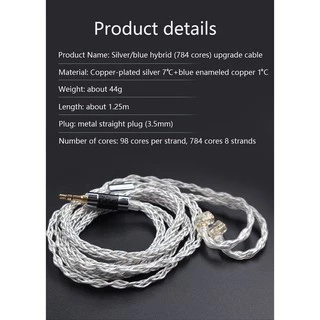 KZ Earphone Cable 8 Core Silver Blue Hybrid 784 cores Silver plated Upgrade Cable For KZ ZAX ZS10 PRO ZSN ZSX DQ6 CCA CSN TRN VX