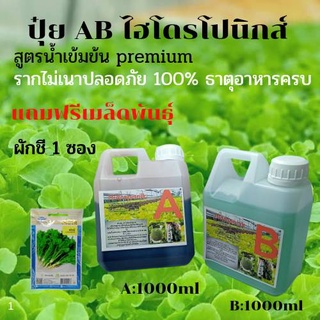 ธาตุอาหารพืช ปุ๋ยไฮโดรโปนิกส์ ปุ๋ยAB ปุ๋ยน้ำ  สำหรับปลูกผัก Hydroponics ขนาด1000ML (แถมฟรี เมล็ดพันธ์ผักชี้ 1 ซอง)