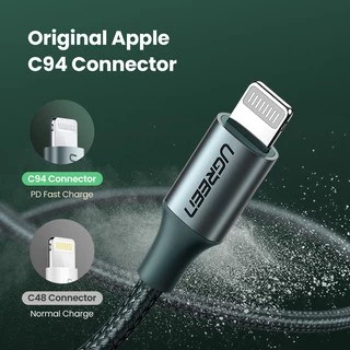 UGREEN original mfi สายเคเบิ้ล USB C แปลงเป็น ไลท์นิ่ง สีเขียวเข้ม สําหรับโทรศัพท์มือถือ 1M