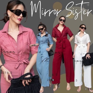 🔖ป้าย MirrorSister จั๊มสูท JumSuit ขายาว ชุดกางเกงขายาว แพทเทิร์น สวยโก้ เรียบง่ายแต่ดูดี ทรงสวยมาก สวยเก๋ ชุดออกงาน ชุด