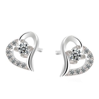 S925 Silver Earrings ต่างหูแฟชั่นเกาหลีรูปหัวใจเล็ก ๆ ของผู้หญิง Wish S925 Silver Earrings de2-3651