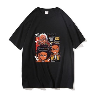 T-shirt  เสื้อยืด ผ้าฝ้ายแท้ 100% พิมพ์ลาย The Boondocks Huey and Riley สไตล์ฮิปฮอป สําหรับผู้ชาย LHZYS-5XL