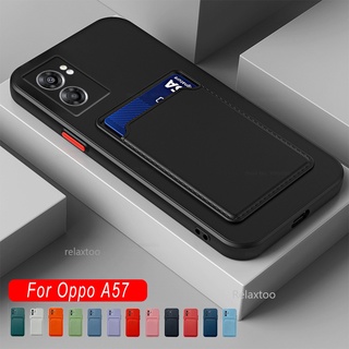 เคสโทรศัพท์ ซิลิโคนนิ่ม กันกระแทก พร้อมช่องใส่บัตร หลากสี สําหรับ Oppo A57 A77 4G 5G A 57 77 A 4G 5G Oppo A57 2022