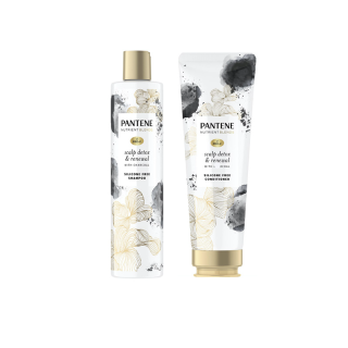 [แพคคู่]Panteneแพนทีน Nutrient Blends Scalp Detox แชมพูเพื่อผมมีน้ำหนัก270มล+ครีมนวด250มล|Shampoo 270ml+Conditioner 250ml