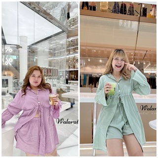 ชุดเซต เสื้อ+กางเกงขาสั้น​  แต่งแขนน่าร๊ากม๊าก ไซส์ใหญ่ Plussize