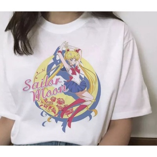 เสื้อยืดผ้าฝ้ายพิมพ์ลายขายดี เซเลอร์มูนเสื้อยืด Sailor moon น่ารัก